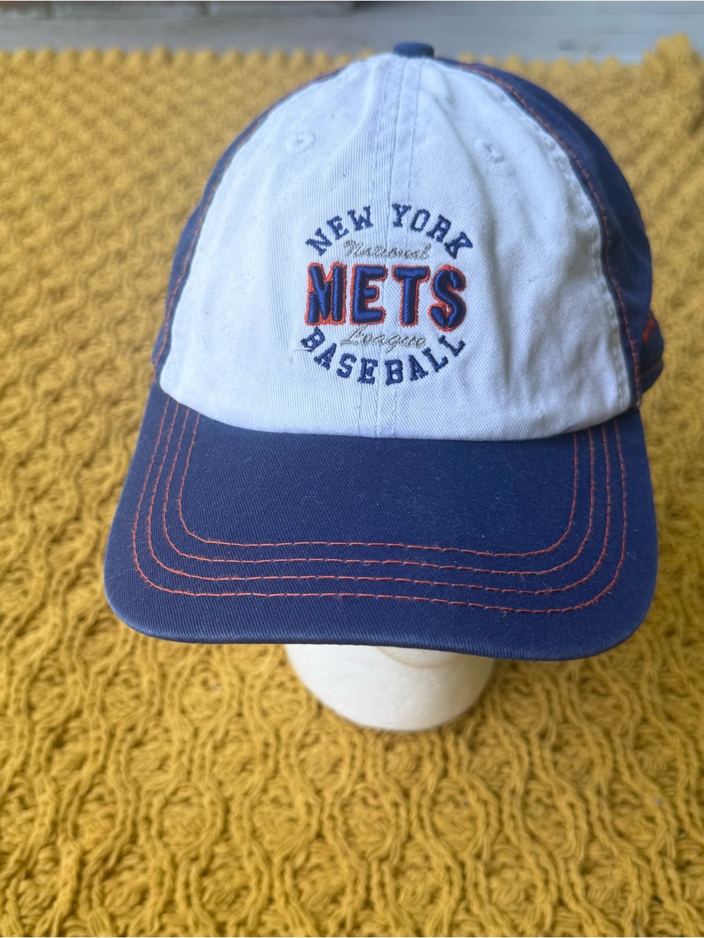 Vintage 2000s Y2K NY Mets National League New Era Strapback Hat Baseball Cap